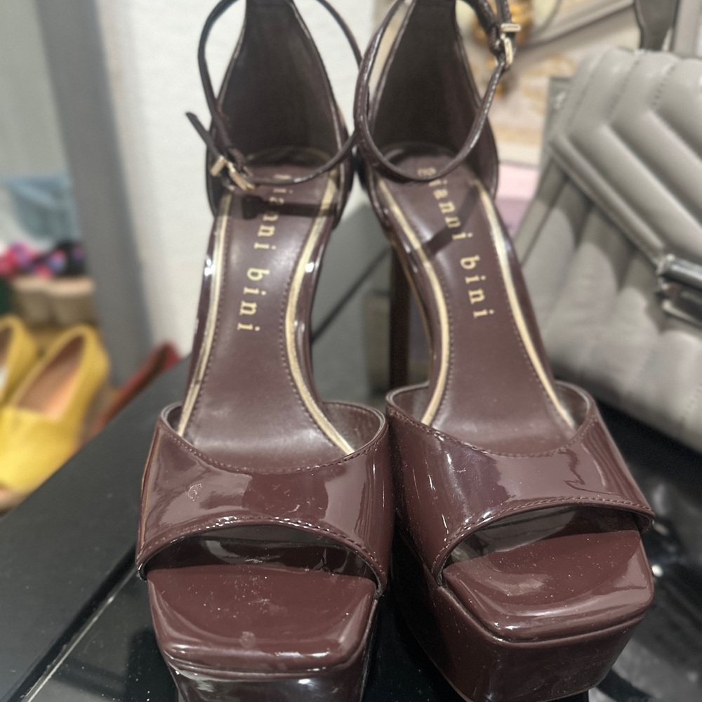 Gianni Bini Natali Patent Ankle Strap Platform Dress Shoes